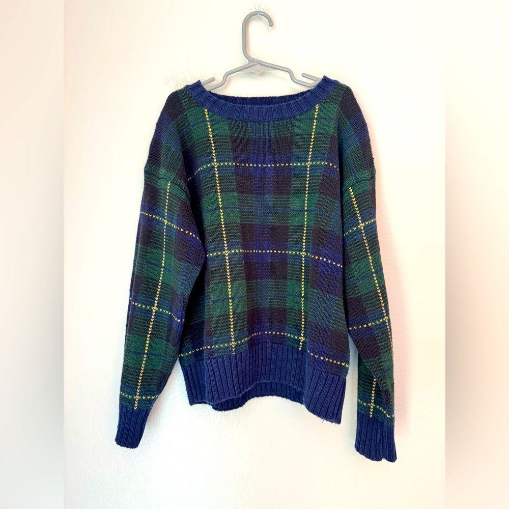 Kitestrings Boys Blue/Green Plaid Crewneck Sweater - Size 8/10